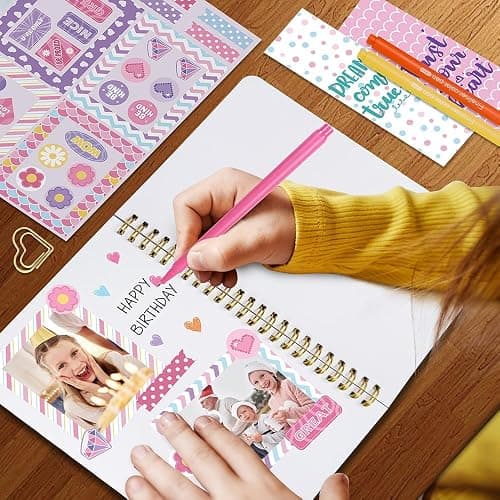 Nollh DIY Journal Kit for Girls - DIY Journal Set for Tween & Teen Girls, Stationery Set, Scrapbook & Diary Supplies Set, Journaling Art Crafts Kit, Ideal Gifts for 8 9 10 11 12 13 14 Year Old Girl thumbnail 4