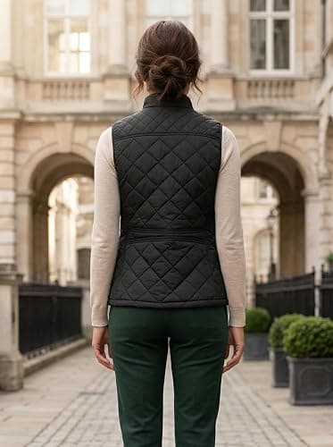 Fuinloth Women's Quilted Vest Lightweight Puffer Stand Collar Zip Gilet | 4 pockets with 2 inner storage. Quilted padded warm gilet. Fall winter outerwear layering vest for travel hiking daily wear. thumbnail 5