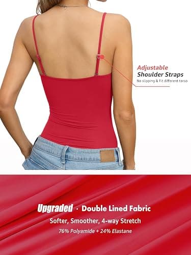 EasyGala Womens Double Lined Square Neck Tank Tops Adjustable Spaghetti Strap Camisole Y2K Going Out Cami Shirt thumbnail 6