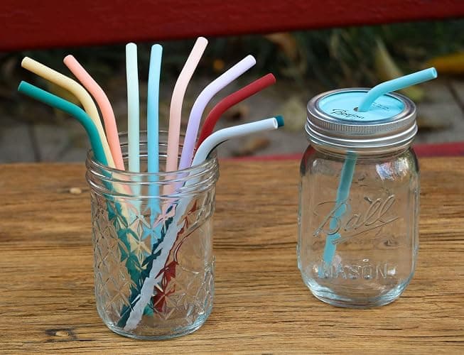 Reusable Thin Short 6.7" Cute Silicone Bendy Straws for Toddlers&Kids&Baby,6 10 12 oz Wine/Yeti Tumbler, Coffee/Cocktail Mug,Soda Cans,Take n toss Cup/BPA FREE-Small Flexible with Brushes thumbnail 5