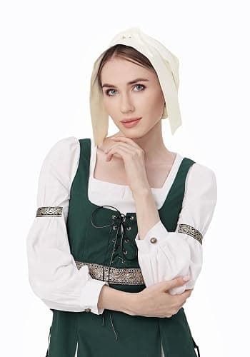 FURPHI Medieval Winged Coif Cap Renaissance Peasant Amish Hat Women's Colonial Cosplay Headwear Accessories - Image 1