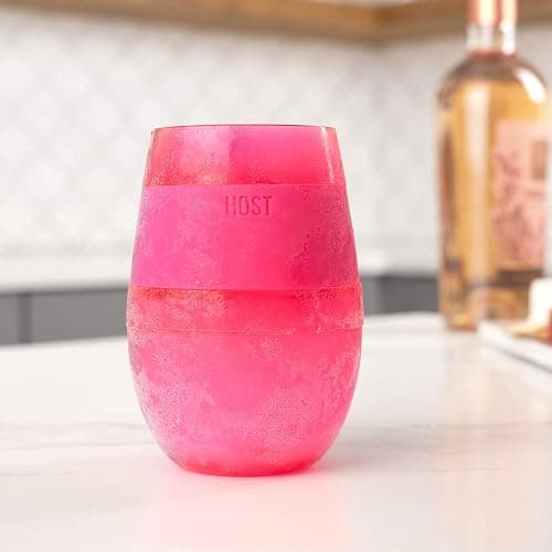Host Cooling Cup Set of 1 Plastic Double Wall Insulated Freezable Drink Chilling Tumbler with Freezing Gel, Wine Glasses for Red and White Wine, 8.5 oz, Translucent Magenta thumbnail 9