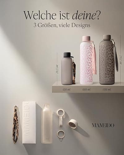 MAMEIDO Trinkflasche Kohlensäure geeignet aus Tritan 1,5 l Urban Taupe | auslaufsicher, BPA-frei mit abnehmbarer Trageschlaufe – Wasserflasche für Sport, Schule & Büro thumbnail 2