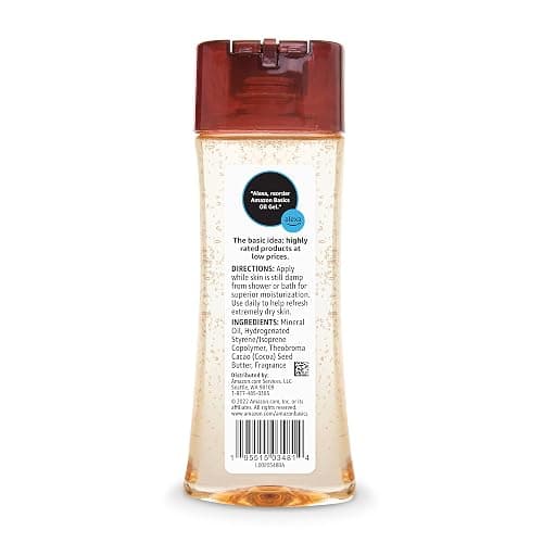 Amazon Basics Body Oil Gel with Cocoa Butter for Very Dry Skin, 6.8 Fl Oz, 4-Pack (Previously Solimo) thumbnail 3