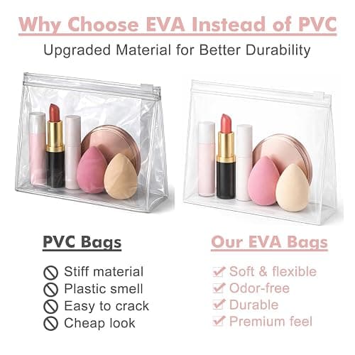Clear Makeup Bags with Zipper, 60 Pack Cosmetic Bags Bulk Small Travel Toiletry Bag Zipper Pouch Mini Storage Organizer Reusable Plastic EVA Transparent Pouches for Organization Toiletries Bag, 5.9” thumbnail 2