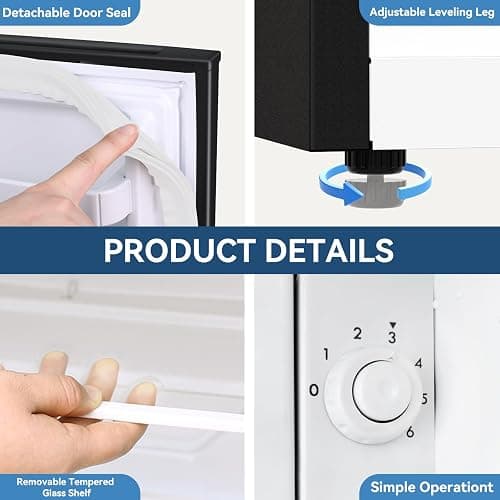 Frestec 1.7 Cu.Ft Mini Fridge with Freezer,Mini Fridge for Bedroom,Small Refrigerator,Dorm Refrigerators with Freezer,Compact Refrigerator for Office,Apartment,Dorm,Bedroom (Black) thumbnail 5