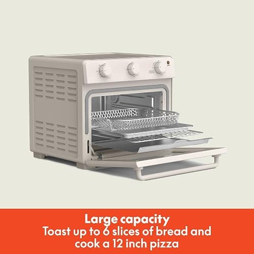 bella Air Fry Toaster Oven, 7 Preset Cooking Options, Dishwasher-Safe EverGood Coated Trays Included, 60-Minute Auto Shutoff w Audible Timer, Power Indicator Light, 1700 Watt, Oatmilk thumbnail 3