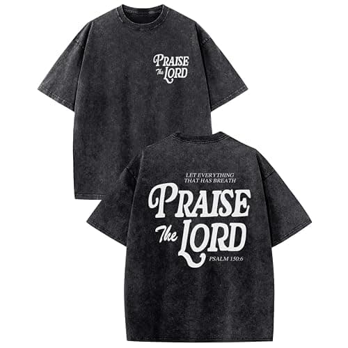 Wedsadl Christian Jesus Shirts for Men Religious Praise The Lord Bible Verse Shirt Oversized Graphic Tees Acid Wash Tshirt - Image 1