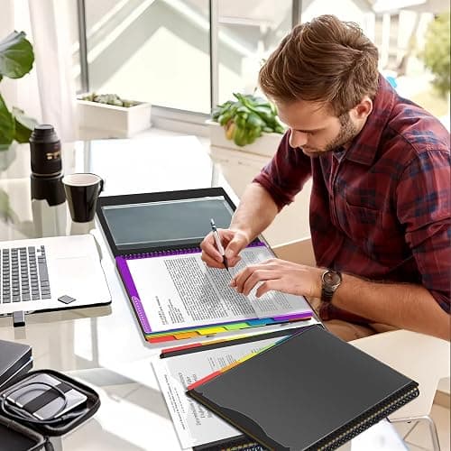 12 Pocket Plastic folders with Pockets, 6 Colors Multi Pocket with Dividers | Folder Binder with Dividers, office Organizer Folder, Letter Size, School Supplies thumbnail 2