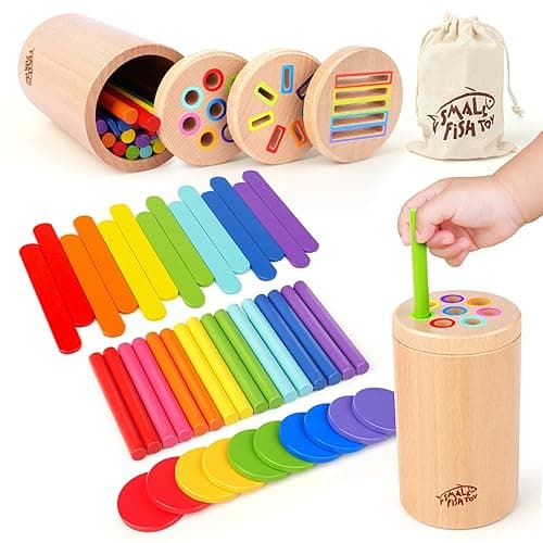 Wooden Montessori Baby Toddler Toys: 3 in 1Learning Fine Motor Skills Juguetes, Educational Color Sorting Fidget Sensory Toys for Toddlers 1-3, Object Permanence Cause and Effect Boys Girls Gifts - 3 in1