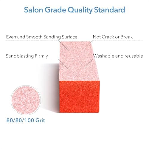 GazePlus Nail Buffer Block, Coarse Grit 80/80/100, 3.5" Long, 3 Way Buff for Acrylic Nail Gel Polish Nail, Pedicure, Manicure 10 Count, Orange thumbnail 4