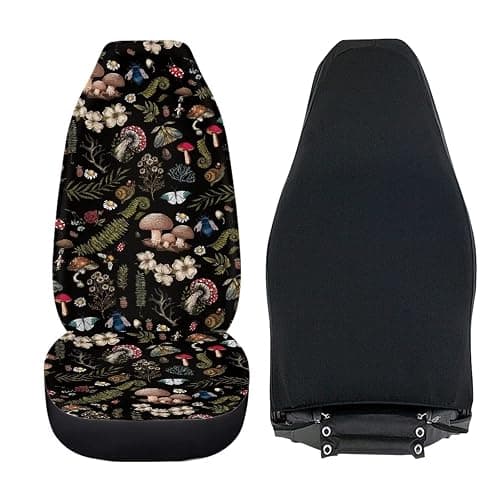 Drydeepin Vintage Wild Forest Mushroom Snail Beetle Daisy Cottagecore Print 2 Pack Car Seat Covers Set Front Seats Only Universal Fit Most Truck SUV Vans Auto Accessories Interior Cushion Protector thumbnail 6