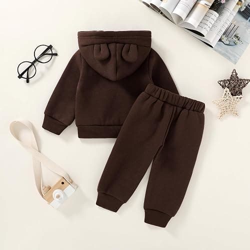 Happy Town Baby Clothes for Girls Boys Clothes Solid Color Zipper Hoodie and Pants Set Infant Fall Winter Outfits thumbnail 2