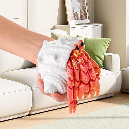 GemmiCho 3D Printed Animals, 7.8" 3D Printed Hermit Crab with Shell, 3D Printed Toy for Stress Relief, Easter Eggs Animals Figurines,  Easter Basket Stuffers Toys for Boys Kids Teen 5-7 4-6 8-12 (Red) thumbnail 6