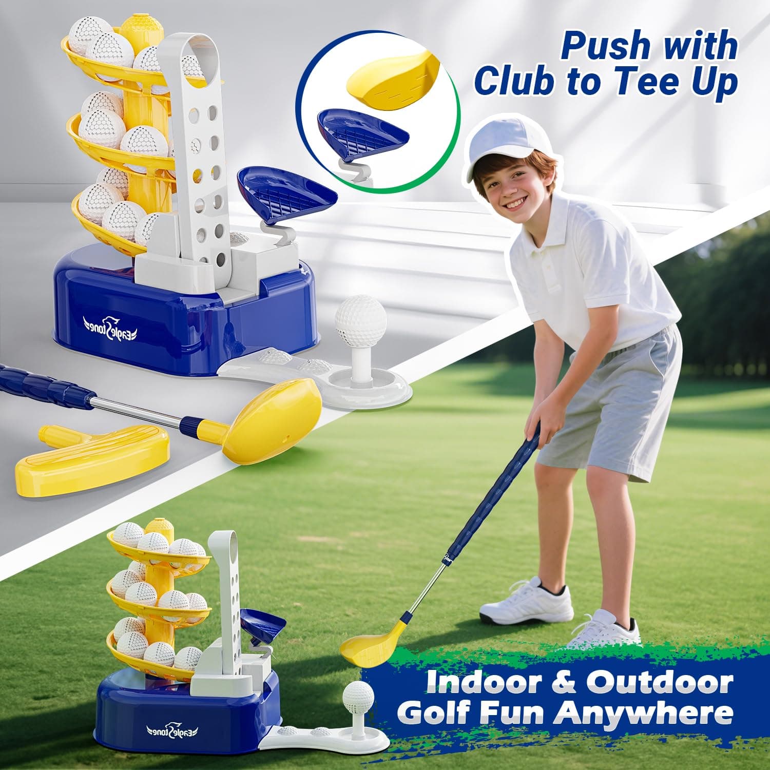 Eagle Stone Kids Golf Toys Set Outdoor Lawn Sport Toy with 15pcs Training Golf Balls & Clubs Equipment, Indoor Exercise Game, Portable Outside Yard Active Gifts for 3 4 5 6 7 8 Year Olds Boys Girls thumbnail 5
