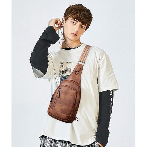 CLUCI Crossbody Bags for Women - Sling Backpack Travel Bag in Leather - 0-1 Brown thumbnail 7