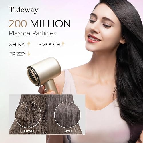 Tideway Hair Dryer, Blow Dryer with Diffuser High-Speed Plasma Ionic Low Noise for Fast Drying, Travel Hair Dryer for Women and Man, Curly/Wavy & Long/Thick Color-Treated Hair H11 thumbnail 3