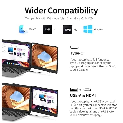 Laptop Screen Extender Portable Monitor, Dual Monitor Extender for Laptop, 14" Screen 1080P FHD Display, Fit for 13-17" Laptops, Plug & Play Compatiable with Windows, Mac, Chrome, Android and Switch thumbnail 7