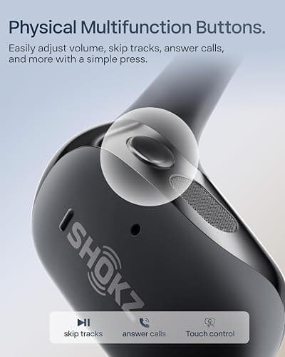 SHOKZ NEW OpenFit 2+ Open-Ear Headphones, Dolby Audio Enabled, Comfortable Earbuds with Soft Ear Hooks, 48H Playtime, IP55 Water-Resistant, USB-C Fast Charging, Wireless Charging, Carrying Bag, Black thumbnail 8