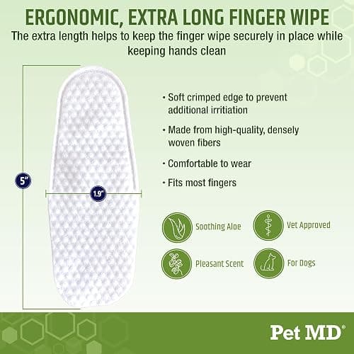 Dog Ear Cleaning Finger Wipes with Aloe Vera & Eucalyptus Oil – Veterinarian Formulated Pet Ear Wipes for Dog Ear Care – Made in USA – 50 Count thumbnail 6