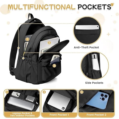 WEPLAN School Backpack for Women High School Bag for Teenagers Girls Boys Schoolbag College Backpack Laptop Casual Daypacks thumbnail 3
