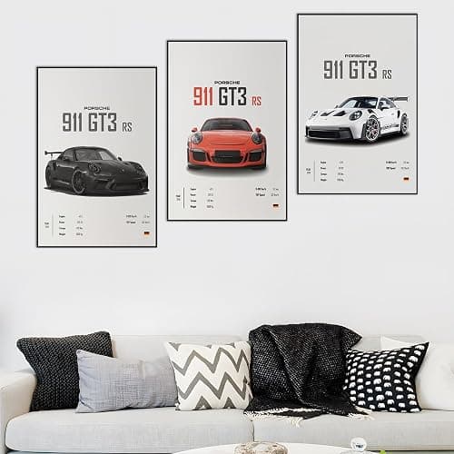 VejiA Car Poster Canvas Wall Art 911 GT Turbo Posters For Men Bedroom Aesthetics Decor (12x18, Unframed 01) thumbnail 7