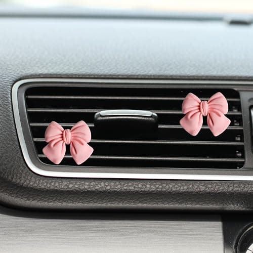 CasaPopz 6 pcs Pink Bow Car Air Vent Clips Coquette Cute Girly Car Decor Accessories Interior Aesthetic Decorations Charm Stuff for Women Girl thumbnail 5