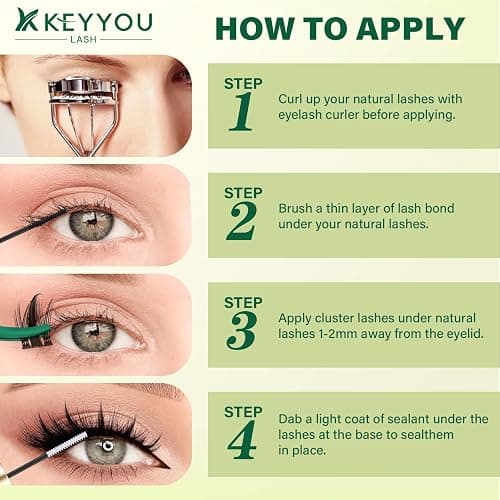 KEYYOU Lash Clusters Kit Manga Lashes Individual Wispy Lash Clusters with 10ml Remover Bond&Seal 10-18mm Eyelash Extension with Spikes D Curl Fairy Style Manga Cosplay DIY at home(F02 Kit) thumbnail 8