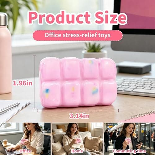 Wax Cracking Squishies, Pink Crunchy Squeeze Fidget Toys for Adults | Stress Relief Hand Relax with Satisfying Crackling Sound, Christmas, Party Favors, Stocking Stuffers thumbnail 2