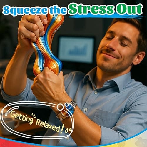 WATERELF Play Putty Slime - Stocking Stuffers for Kids, Fidget Sensory Artistic Therapy Putty Toys for Boys Girls Adults, Stress Relief Non-Sticky, Gold/Blue/Orange/White thumbnail 7