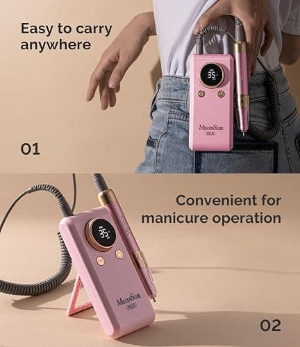 MelodySusie Clip-On Rechargeable 2-in-1 Nail Drill with Adjustable Built-In Stand,SM330G 35000RPM E-File with Lightweight Handpiece for All Manicure Shaping & Gel Removal for Advanced Home & Salon Use thumbnail 2