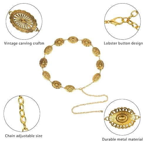 Voenkca Western Belts for Woman-Cowgirl-Cowboy-Country-Chain-Belt thumbnail 3