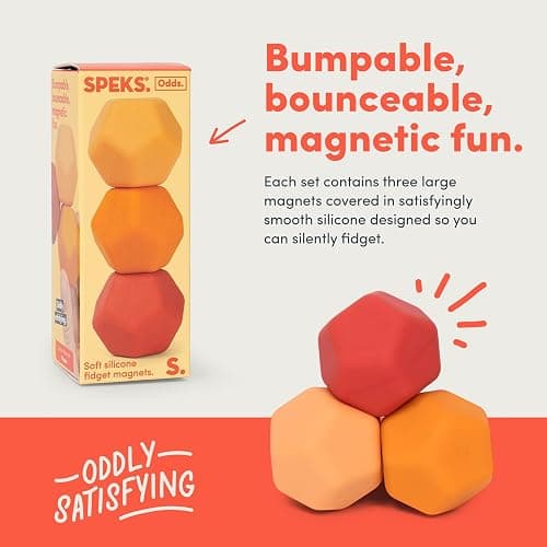 Speks Odds Soft Silicone Fidget Magnets | Silent Stress Relief Toys | Textured Magnetic Balls for Adults & Teens 14+ | Orange thumbnail 4