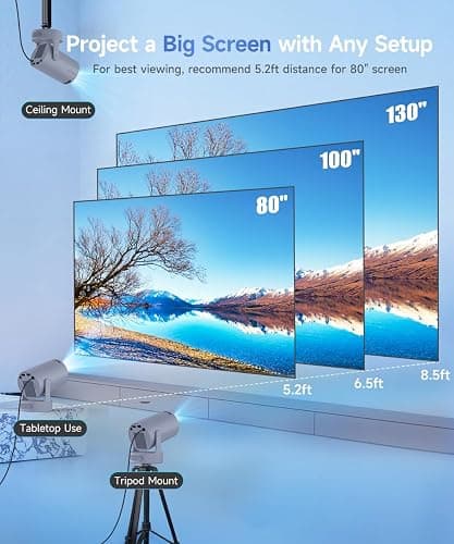 Magcubic Mini Projector 4K Support, Portable Projector with WiFi 6 and Bluetooth 5.4, 5W Soundbase Speaker, Smart Proyector with Auto Vertical Keystone 180°Rotatable for Movie Home Outdoor thumbnail 6