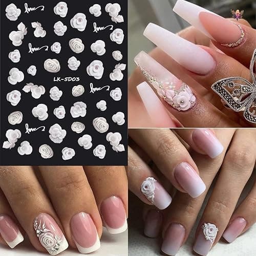 VOTACOS 6 Sheets Flower Nail Stickers for Nail Art 5D Embossed Engraved Nails Decals 3D Spring Nails Supplies Accessories Self-Adhesive DIY Design Decoration for Women and Girls thumbnail 4