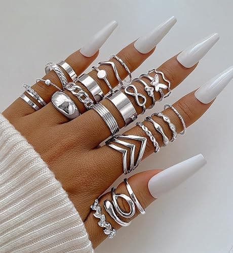iF YOU 25 Pcs Gold Knuckle Ring Set for Women, Chunky Stackable Finger Midi Rings, Silver Simple Stacking Cute Rings Pack Trendy Stuff Jewelry Gift thumbnail 4