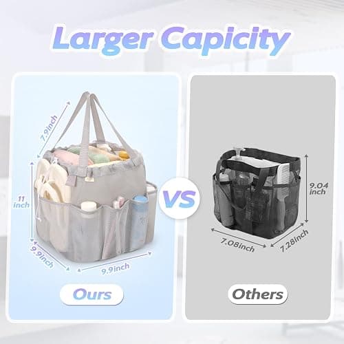 famichan Mesh Shower Caddy Portable with Drawstring, Dorm Room Essentials for College Students, Grey Shower Bag for Camping,Swimming,Gym,Travel,Bathroom thumbnail 3