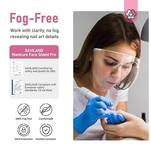SAVILAND Nail Face Mask for Nail Drill: Salon Clear Visibility & Comfortable Wear Full Face Mask Splash Resistant Quicker DIY Nail Art Tools for Nail Artists Enthusiasts Technicians Salon Studio thumbnail 2
