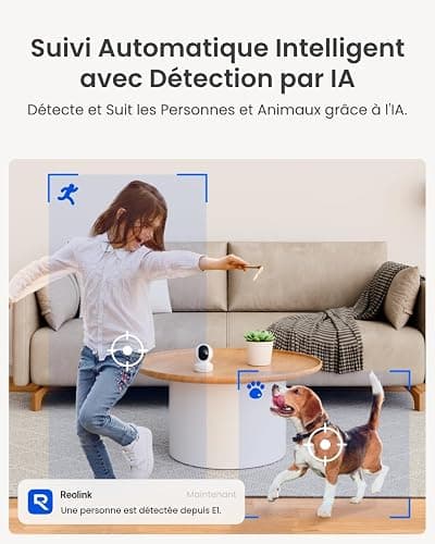 Reolink 4MP Interieur Caméra Surveillance WiFi – Vue à 360°, Suivi Automatique, Détection IA (Personne/Animal/Pleurs), Audio Bidirectionnel, Vision Nocturne, Mode Privé, sans Abonnement – ​​E1 thumbnail 3