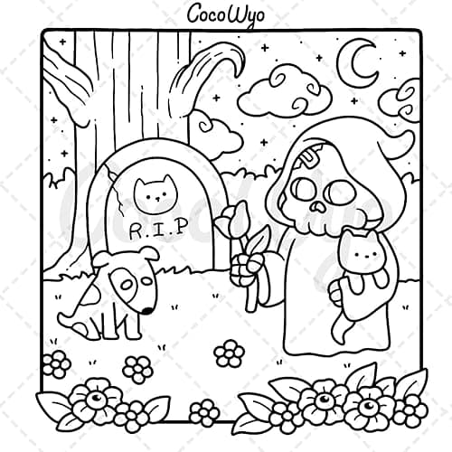 Spooky Cutie: Coloring Book for Adults and Teens Featuring Adorable Creepy Creatures in Cozy Hygge Moments for Relaxation (Cozy Spaces Coloring) thumbnail 5