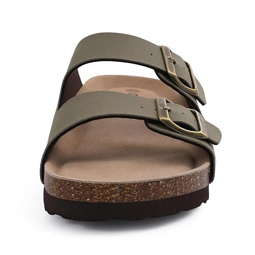 ODOLY Unisex Comfortable Cork Footbed Slide Sandals with Arch Support | Adjustable Buckle, Lightweight Summer Sandals for Travel and Everyday Wear thumbnail 3