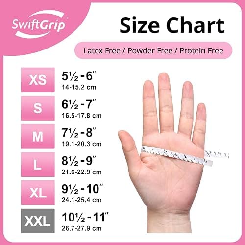 SwiftGrip Pink Nitrile Gloves, 3-mil, Industrial Gloves Disposable Latex Free, for Cleaning & Esthetician, Rubber Powder-Free, 100-ct Box (Small) thumbnail 6