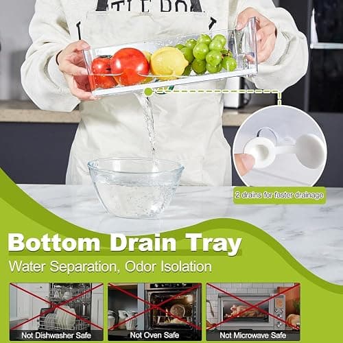 Brippo Pull-out Veggie Fridge Organizer Drawer 5-Pack | Stackable Fruit and Vegetables Refrigerator Organizer and Storage Containers, with Strainer Layer thumbnail 5