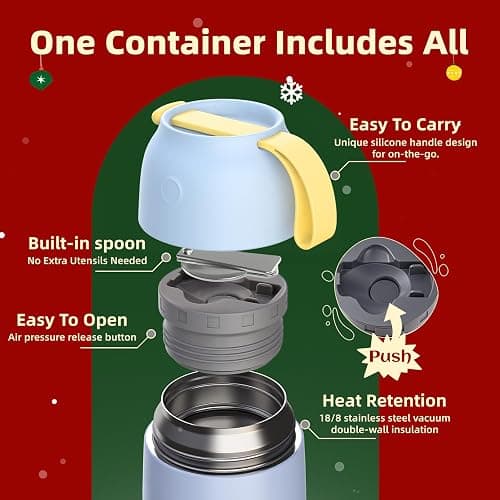 ChugJug Thermo for Hot Food for Adults Kids | Wide Mouth, 26 oz Insulated Food Jar with Spoon, Leakproof Soup Thermo for School Office Travel, Thermal Steel Lunch Container Easy to Carry (Light Blue) thumbnail 6