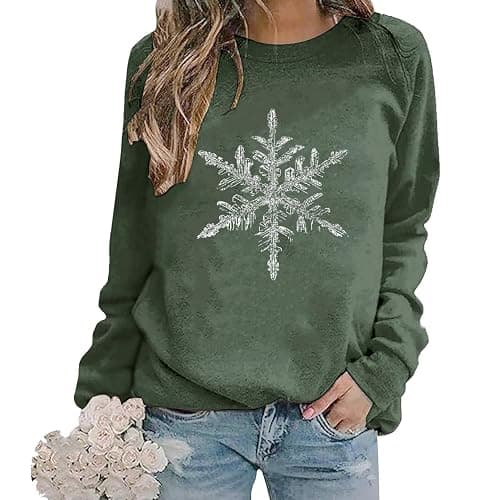 blucagand Snowflake Minimalist Sweatshirt Winter Harajuku Sweatshirt For Women thumbnail 2