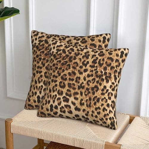 Leopard Print Pillow Covers 18x18 in Couch Cheetah Print Pillow Case Sets of 2 Modern Decorative Square Throw Pillows for Home Living Room Bedroom Bed Cushion Outdoor thumbnail 5