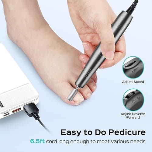 COSLUS Electric Nail Drill File Professional: for Acrylic Gel Dip Powder Nails Portable Nail Drill Machine Kit Manicure Pedicure Tools Polishing Set with Nail Drill Bits Sanding Bands thumbnail 8