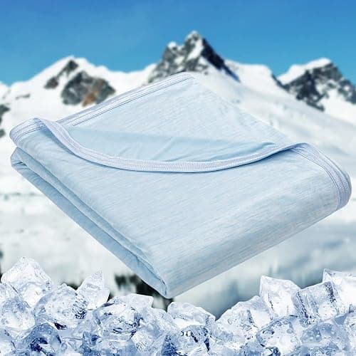 HOMFINE Cooling Blankets for Hot Sleepers - Summer Blanket Thin Lightweight Breathable Soft Double Side Enhanced Cooling for Bed Couch Sofa, Keep Cool for Night Sweats (Light Blue, 50 x 70 inches) - Image 1