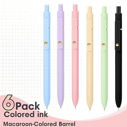 Ddaowanx Colored Gel Pens, 0.5mm Fine Point Retractable,Colorful Pens for Journaling,School Supplies, Gifts for Nurse and Teens, Stockings Stuffers for Women(6Pcs-Aesthetic Colors) thumbnail 3