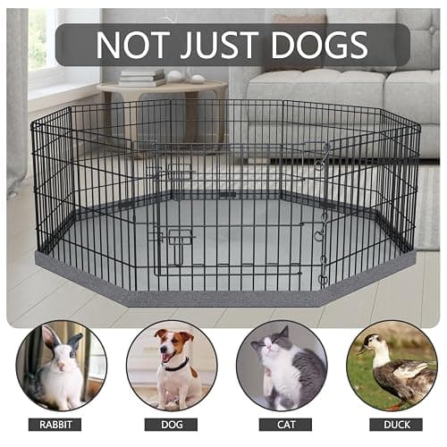 PETIME Foldable Metal Dog Exercise Pen/Pet Puppy Playpen Kennels Yard Fence Indoor/Outdoor 8 Panel 24" W x 24" H with Bottom Pad (with Bottom pad, 8 Panels 24" H) thumbnail 8